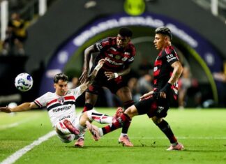 Flamengo cede empate ao São Paulo e mantém Palmeiras na liderança